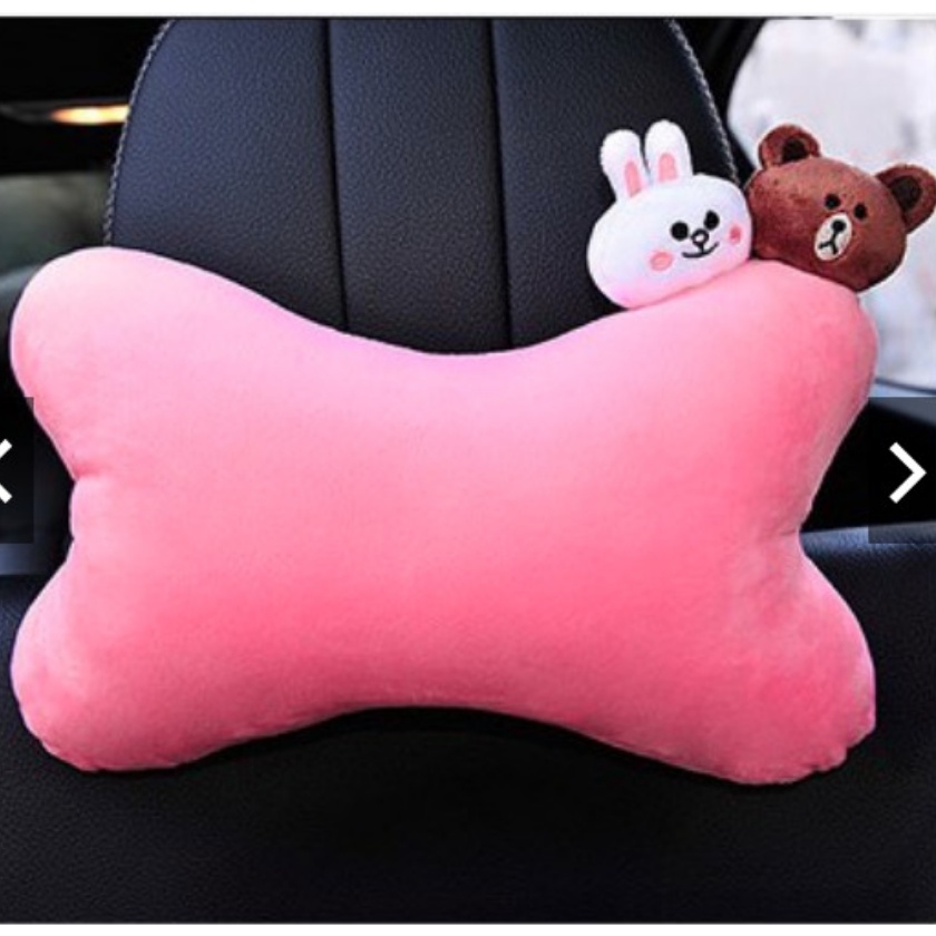 Bantal Sandaran Jok Mobil Bludru Import Kepala Leher Headrest Car Set Kartun Bear Kelinci Bebek Rabbit Duck