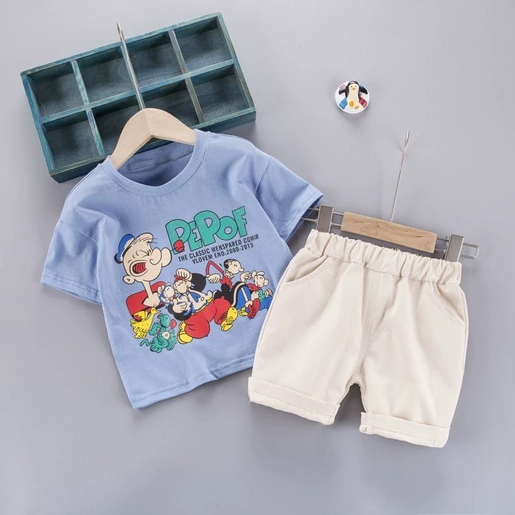 Promo !! Setelan baju anak cowok / setelan popeye the classic ukuran 1-4tahun / Setelan anak import kerem