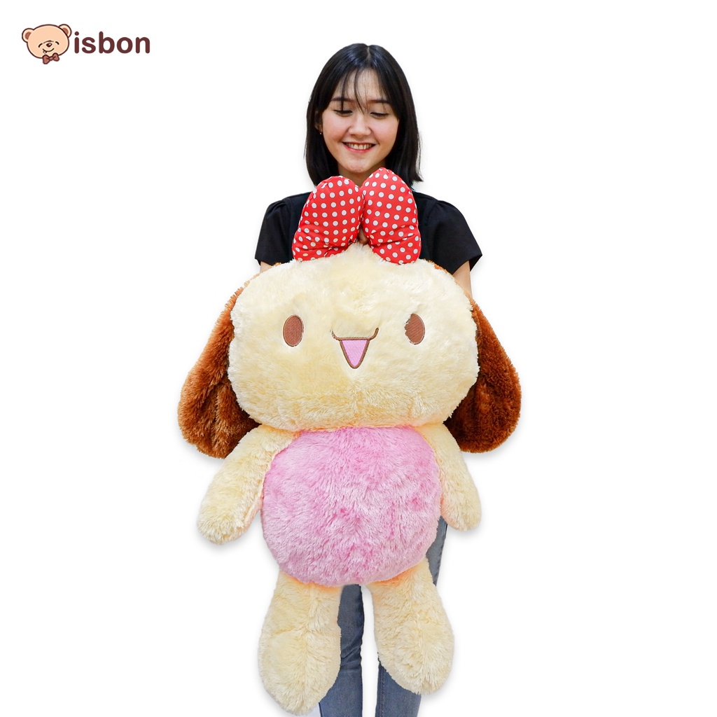 Boneka jumbo caramel kelinci cantik Carnival pita merah cocok untuk kado dan mainan anak terjamin aman lulus SNI-istana boneka