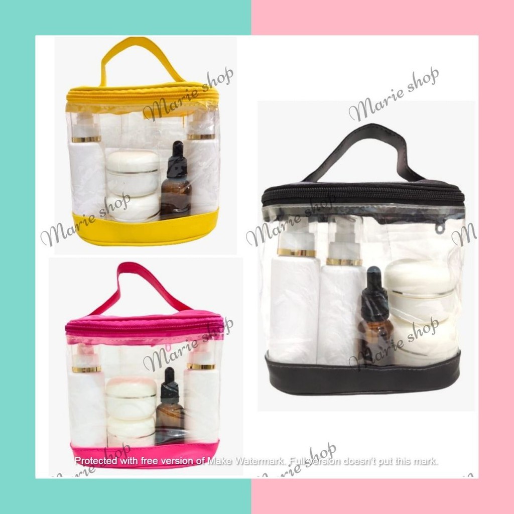 Marie Shop ➡️ [ REW ] POUCH OVAL KOSMETIK - TAS KOSMETIK - POUCH MIKA TRANSPARANT - WADAH KOSMETIK -