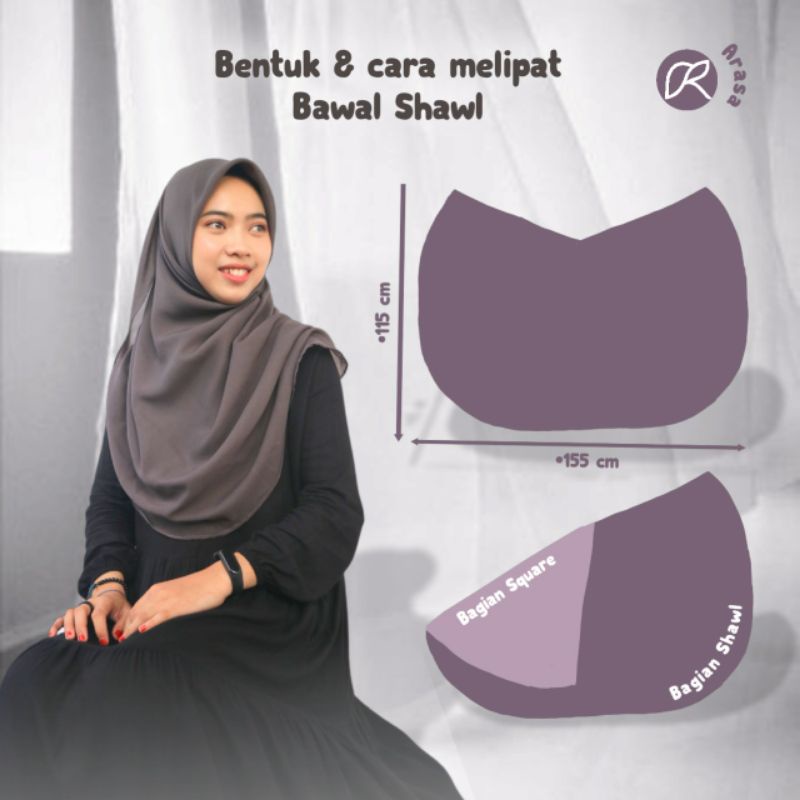 Bawal Shawl by Arasa Hijab • Polycotton Premium • Hijab Malaysia • Jilbab Pengantin • Wedding hijab scarf • Khimar Brides • Malay Shawl • Pashmina oval • Jilbab Kondangan • Pashmina segiempat murah • Pizza Scarf • Keku Shawl • Lips Shawl