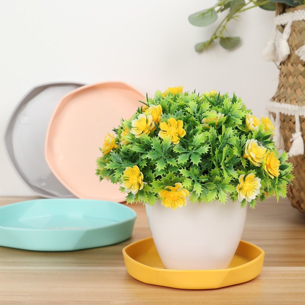 Warna Solid Multifungsi Plastik Resin Pot Bunga Baki Bawah Baki Air Bulat Palet Warna