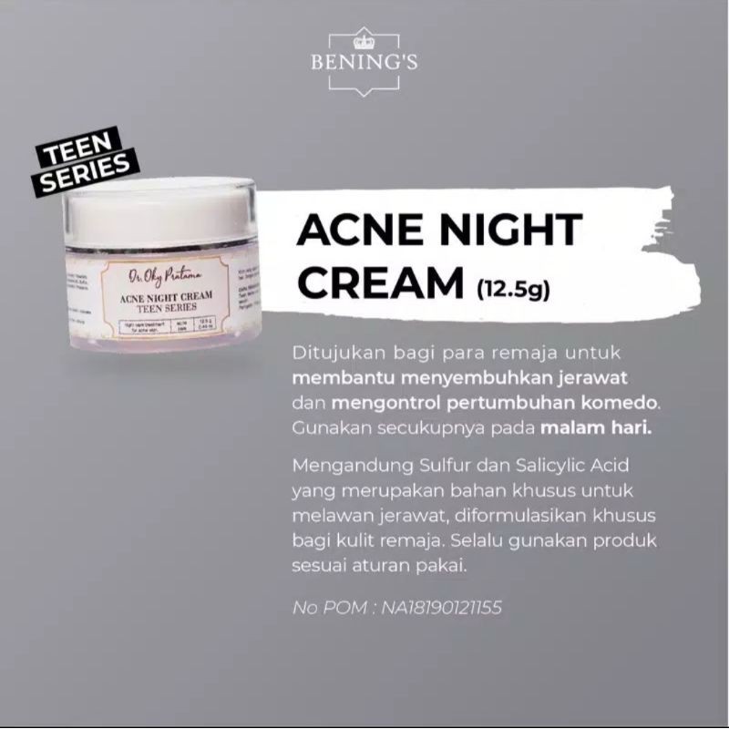 Bening's Acne Night Cream Teen Series