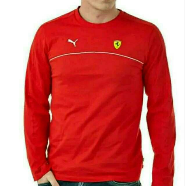 Kaos Lengan Panjang Pria Bahan Adem Ferrari List