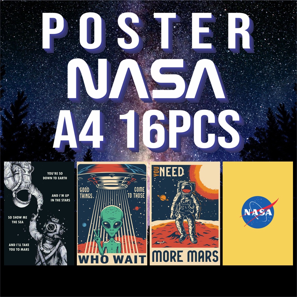 Poster Nasa Paket 16pcs A4 Poster Aesthetic Poster Dinding Poster Kamar Wallposter
