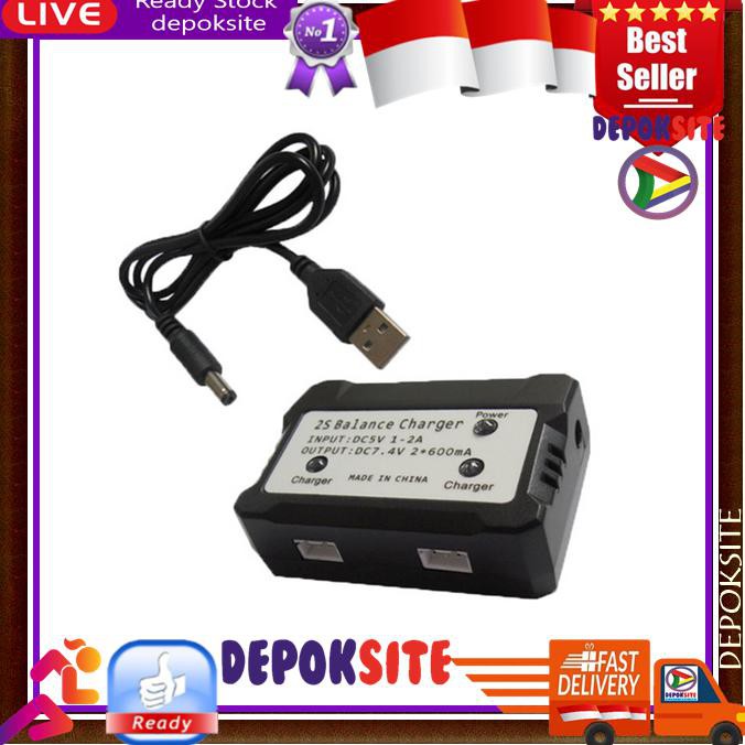 2in1 Charger MJX Bugs 2SE 2c 2w 2SE Bugs 3 7.4v Bugs 2 SE Cas Baterai {STOK TERBATAS Kode 453