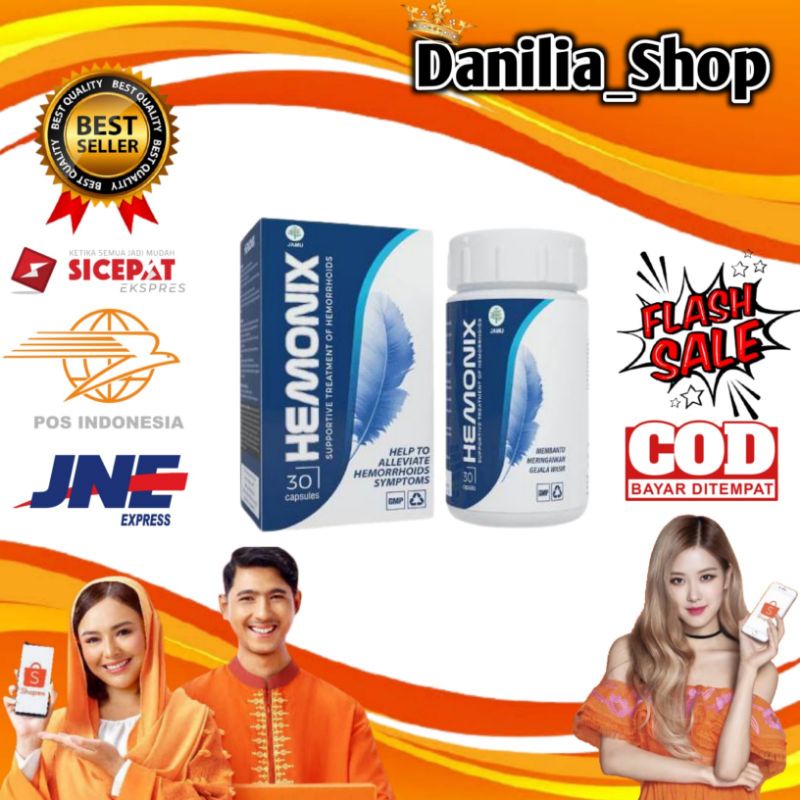HEMONIX Asli Original Obat Herbal Wasir Ambeien Ambiyen 30 Capsule Bpom.