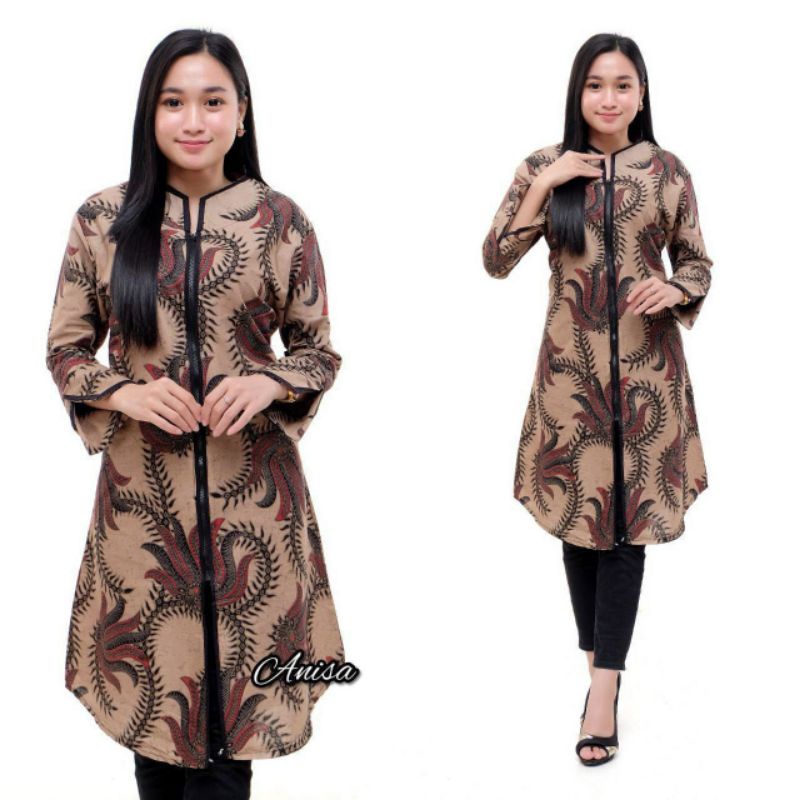 tey-17 Batik Wanita ASJ SA HRB026 Kenogo Kemeja Tosca Pendek /Baju Batik /Tunik /Atasan Batik Wanita-Model 6