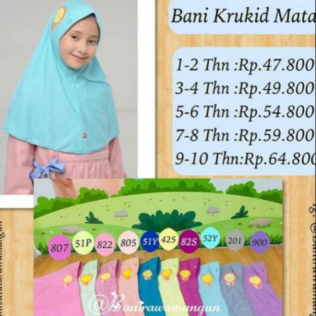 kerudung anak Bani Batuta Matari/kerudung anak Rabbani ORI