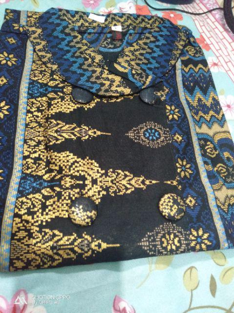 Tunik Batik Ratoe Modern Kode 039 Model Kancing 10 Bhn Katun Songket Borneo Fit To Size S -xxl
