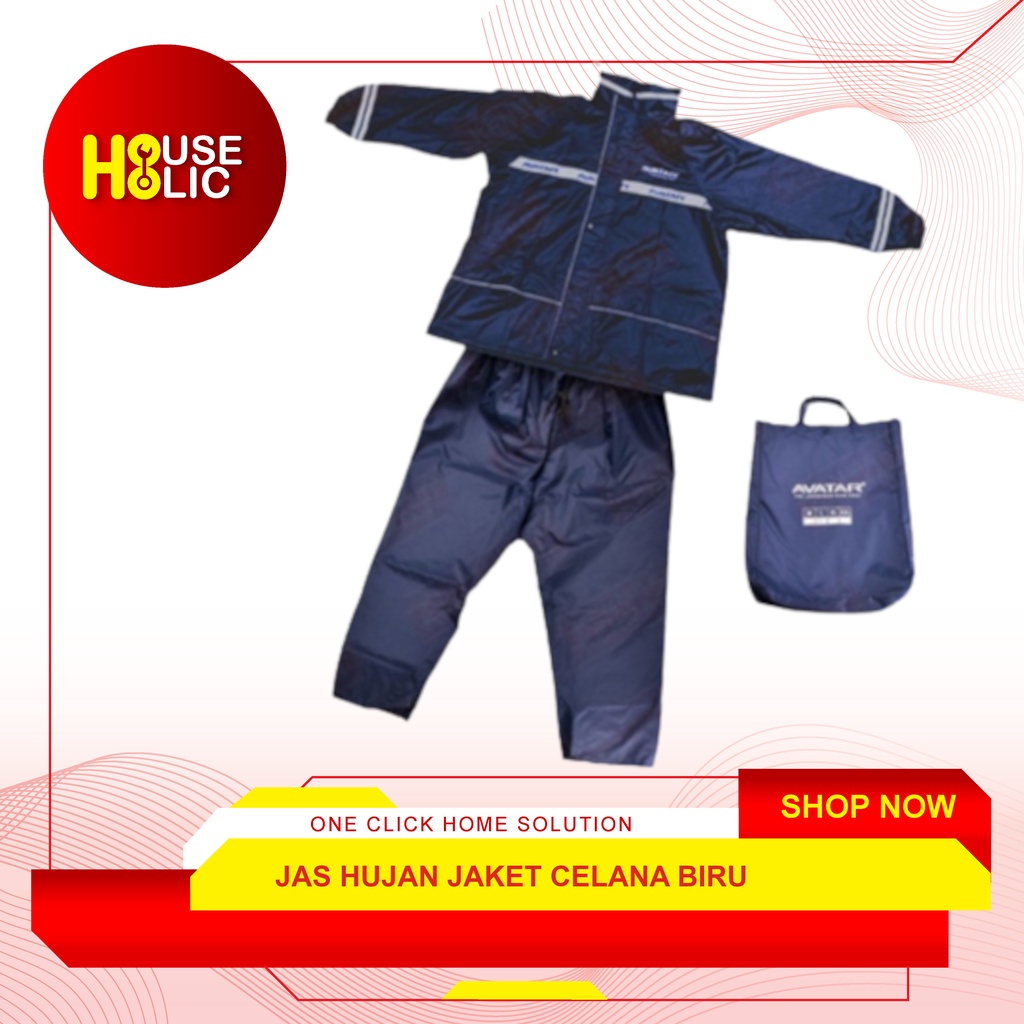 Jas Hujan Jaket Celana + Tas / Mantel Baju Celana Set Bahan Premium