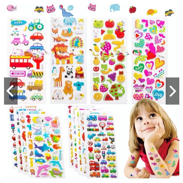 STIKER 3D ANAK / STICKER TIMBUL / MAINAN TEMPEL KARAKTER