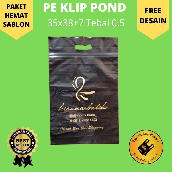 Plastik Sablon Klip Uk 35x38+7 Tebal 0,5 Packing Olshop / Plastik ziplock / plastik cetik / plastik