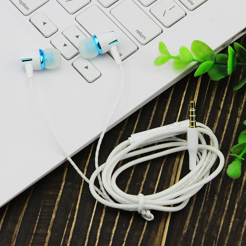 Earphone In-ear Dengan Mikrofon Earphone Kabel Headphone Desain Garis Neon