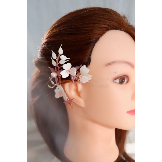 GEMHAIRPIECE Angelina earcuff HEADPIECE WEDDING AKSESORIS RAMBUT PENGANTIN MAHKOTA TUSUK KONDE MUTIA