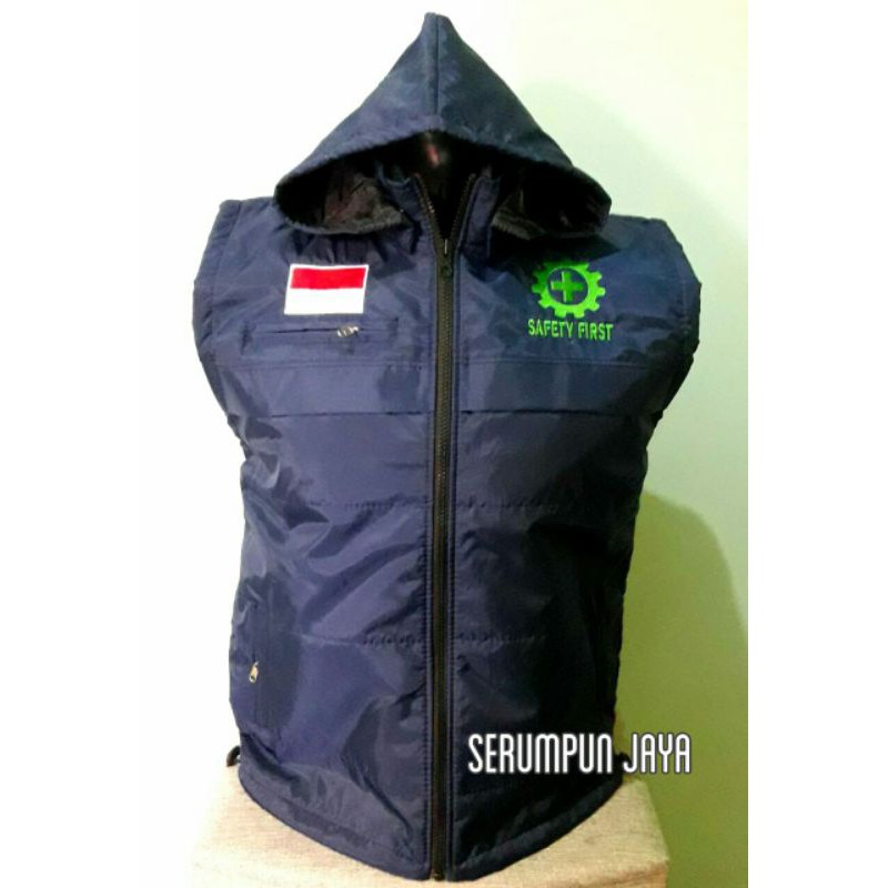 JAKET ROMPI SAFETY FIRST - JAKET ROMPI SAFETY FIRST PARASUT NAVY FULL BORDIR