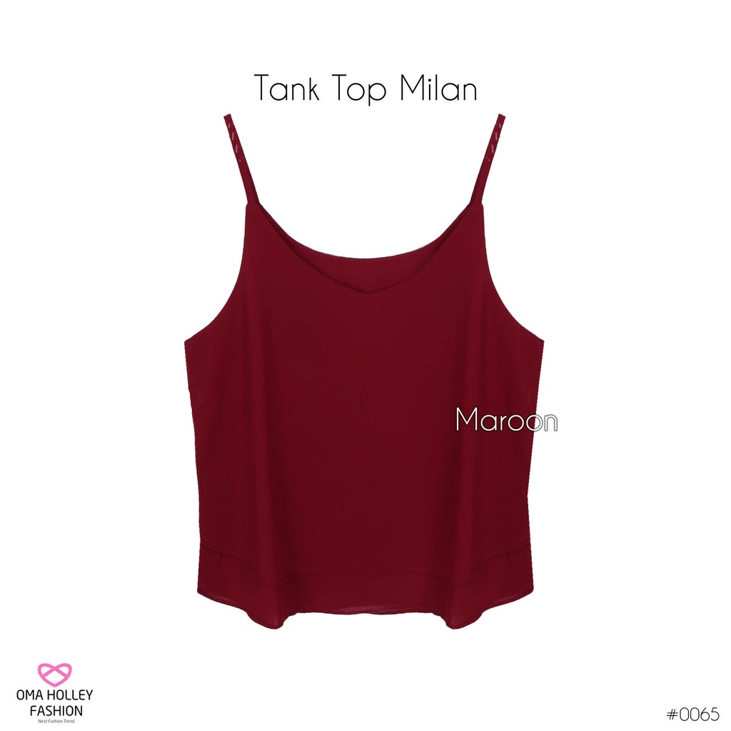 (COD) OH Fashion Tank Top Milan Basic Korea Double Layer Chiffon #0065-Maroon