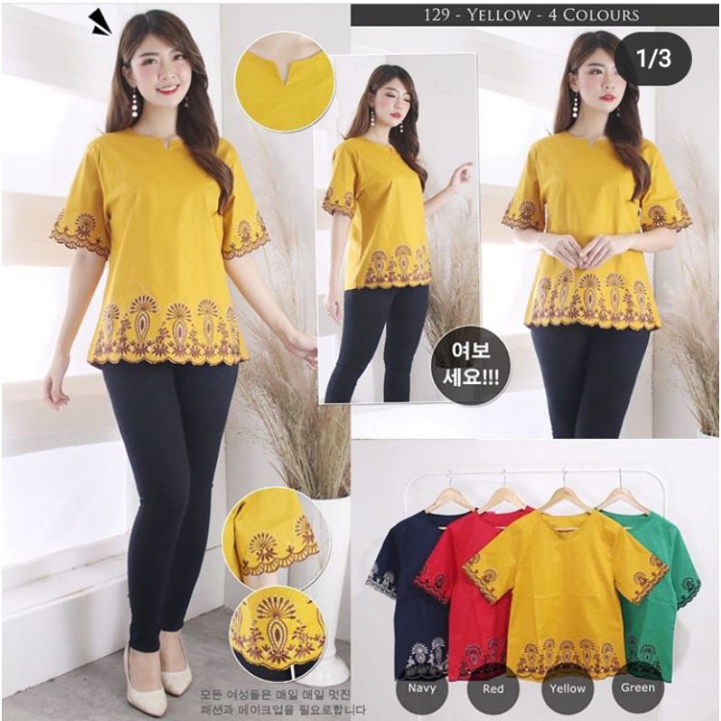 (BJ0006)BLOUSE WANITA BLOUSE CEWE ATASAN BORDIR BLOUSE BORDIR BLOUSE IMPORT BLOUSE BORDIRAN IMPORT