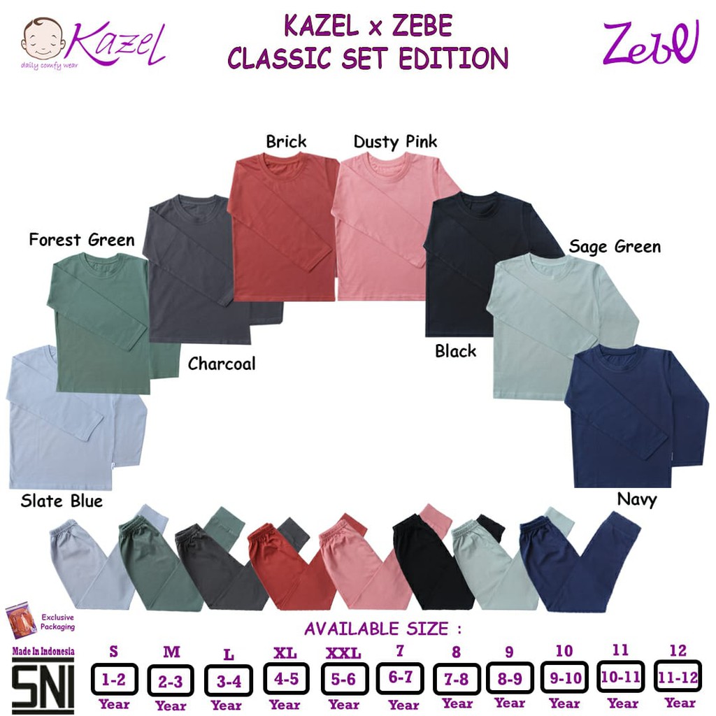 Kazel x Zebe Setelan PREMIUM Anak Classic Set 1-12 Tahun part 2 CBKS SO