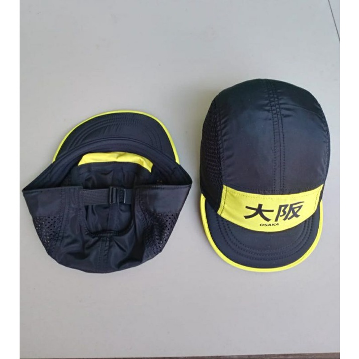 cyclingcap topi sepeda osaka hitam kuning