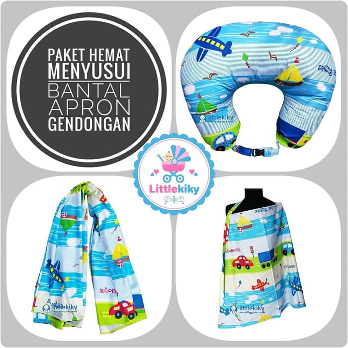 Paket Lengkap Bantal Menyusui Gendongan Penutup Menyusui - Paket Kado Lahiran Bayi