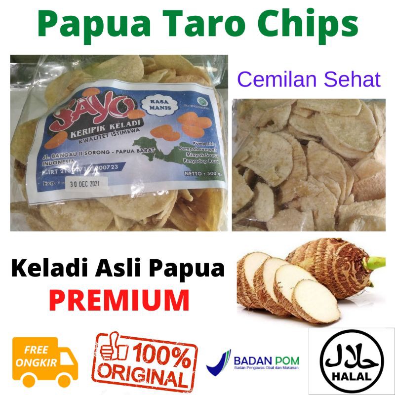

Keripik Keladi Papua Sayo Cemilan Talas Halal Original