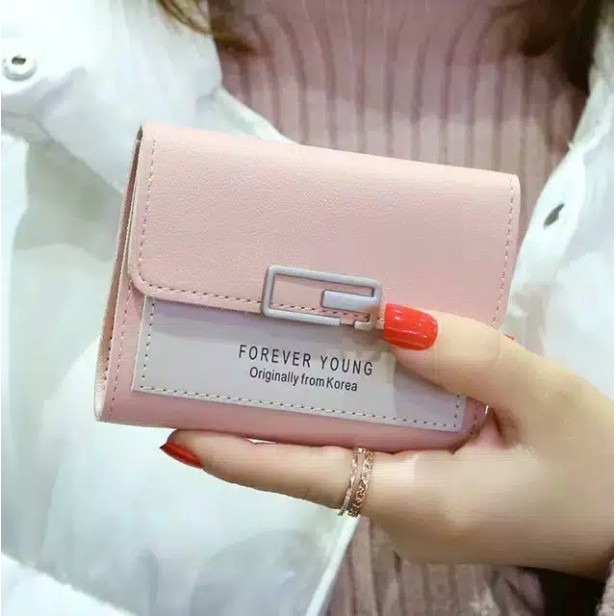 Dompet lipat Wanita Murah mini Kecil stylist hitam merah pink abu biru