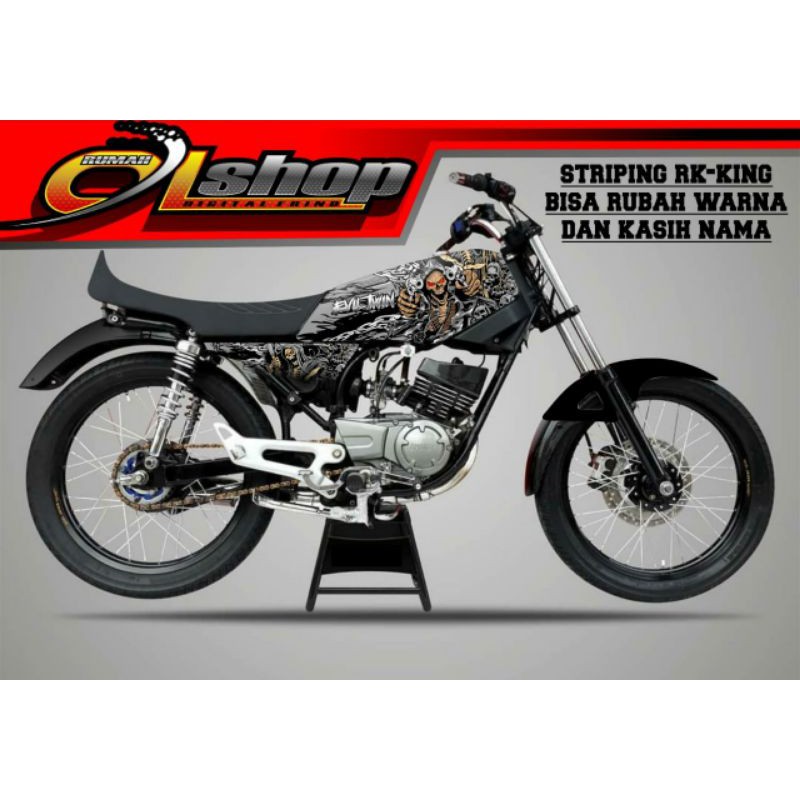 Striping RX King Motif Evil tengkorak Silver Variasi sticker