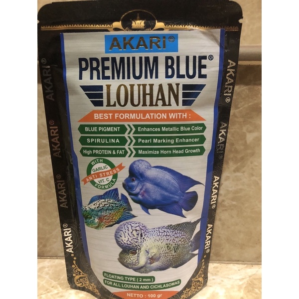 Pakan Ikan Akari Premium Blue Louhan Makanan Ikan Pellet Pelet Ikan Lohan Louhan Floating 100gr