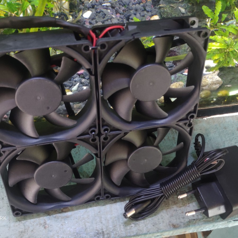 Fan aquascape 4 Fan Kotak 2x2 4 kipas aquarium kipas air laut pendingin air