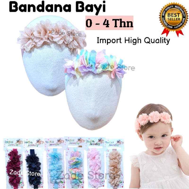 Bandana bayi anak PREMIUM import 0 - 5thn bando anak pesta headband baby newborn aksesoris photoshoot baby aksesoris pita rambut flower bunga