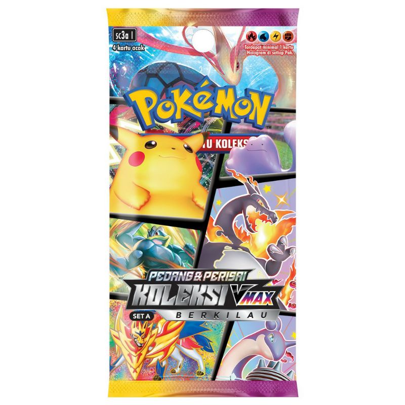 Kartu Pokemon TCG Booster Pack 7A Seri 7 Set A SC3a1 Pedang dan Perisai Koleksi VMax Berkilau