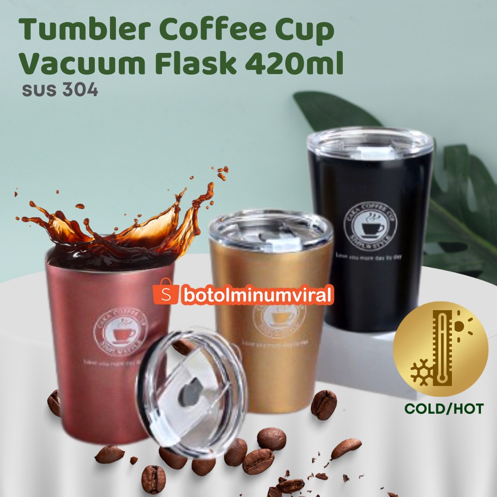 Coffee Cup Termos Stainless Steel Mug 420ml Premium Aesthetic Kopi Tumblr Travelling