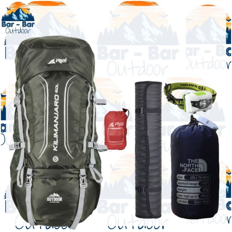 Paket Perlengkapan Mendaki Tas Gunung Outdoor Carrier Arei Rei Kilimanjaro 60L
