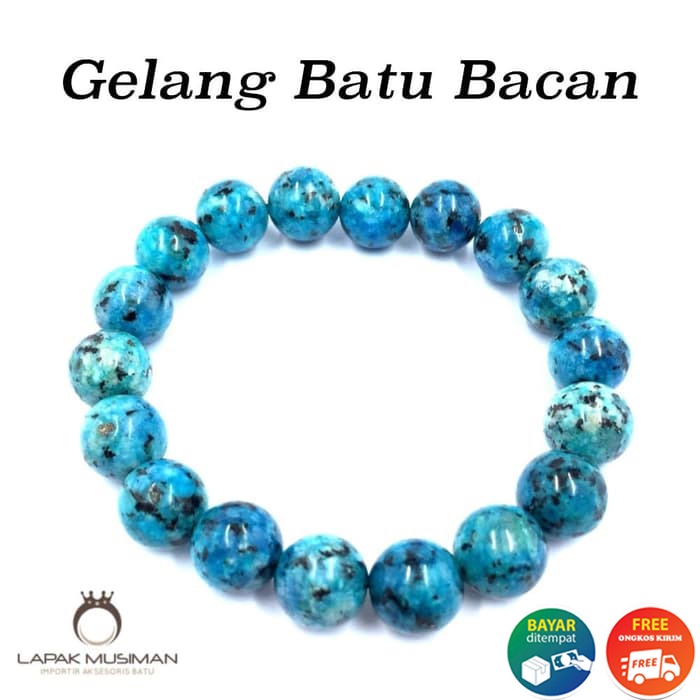 [Bayar di Tempat] Gelang Pria Wanita Batu Bacan Doko Asli Natural Warna Biru