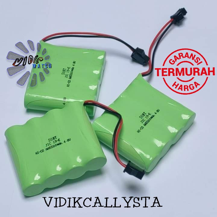 Paket Baterai dan Charger RC AA 5500mAh 4.8V isi 4 Soket Hitam