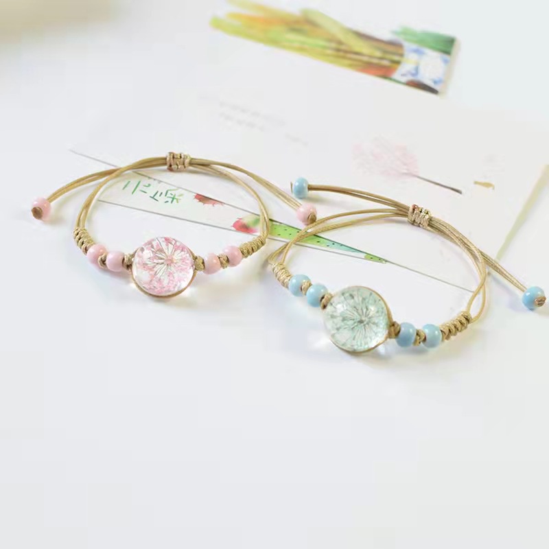 ED - GELANG TANGAN TALI KOREA MOTIF BUNGA ABADI / GELANG TALI KOREA BESTIE / BRACELET GELANG TANGAN COUPLE BESTIE