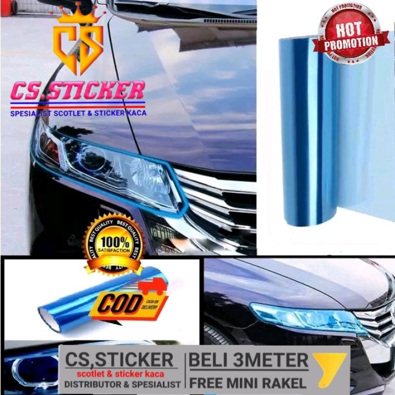 Stiker Hybrd Skotlet Transparan Aqua Blue Stiker Hybrid Biru