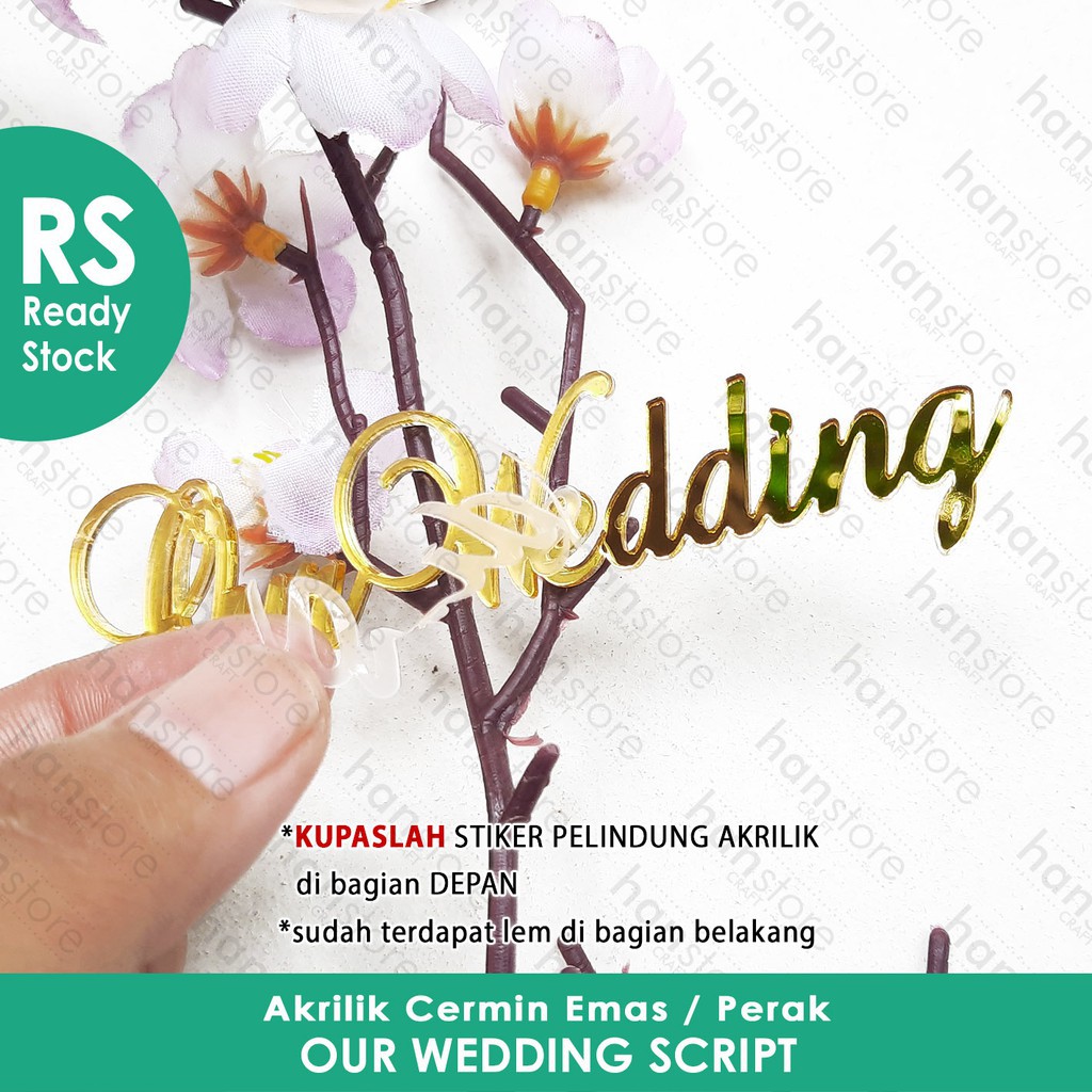 PO Nama CUSTOM Akrilik Cermin Emas / Perak dekorasi mahar Laser Cutting