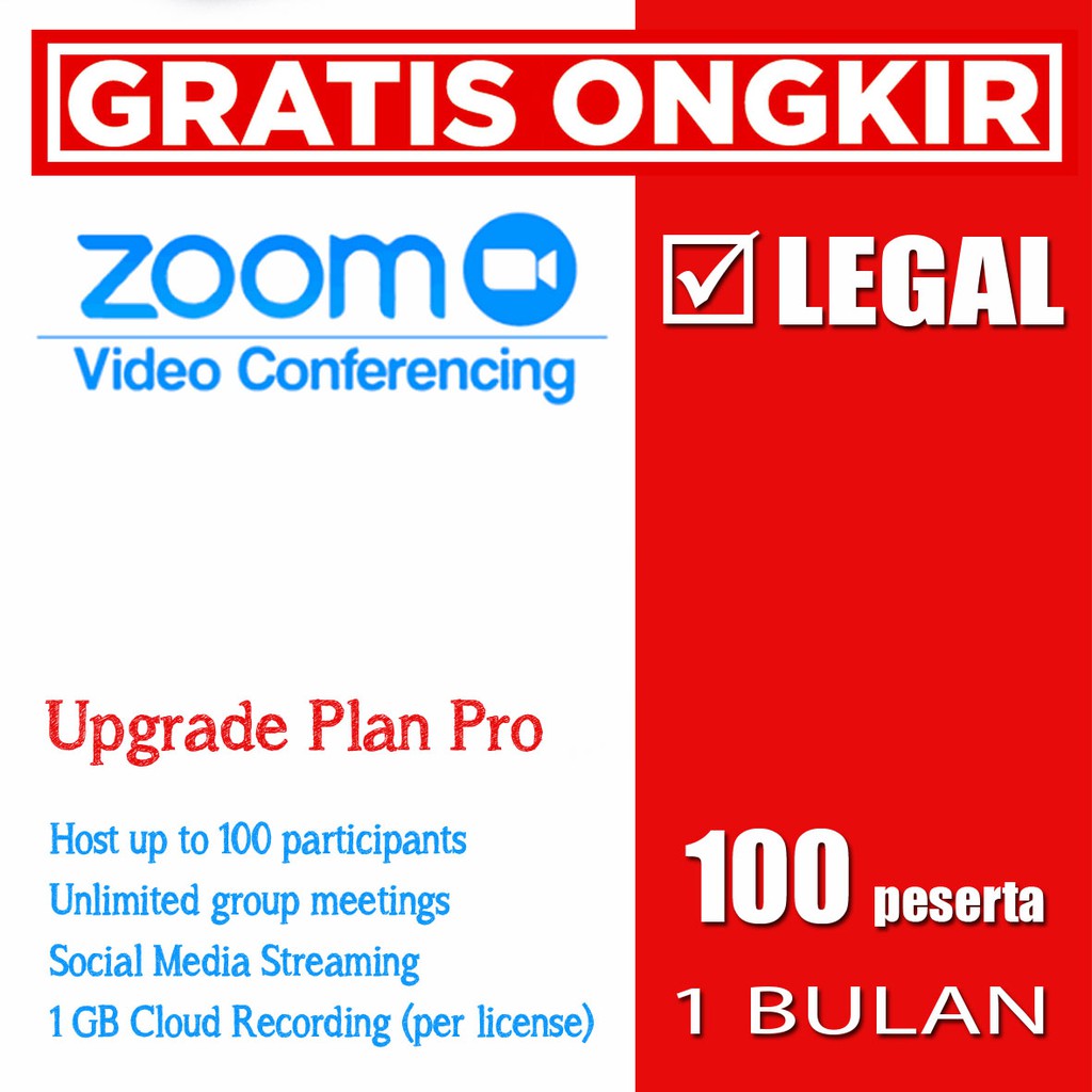 Upgrade Zoom Meeting Pro 100 Peserta 1 Bulan Legal Licensed Zoom Akun Zoom Meeting Pro Zoom Pro Shopee Indonesia