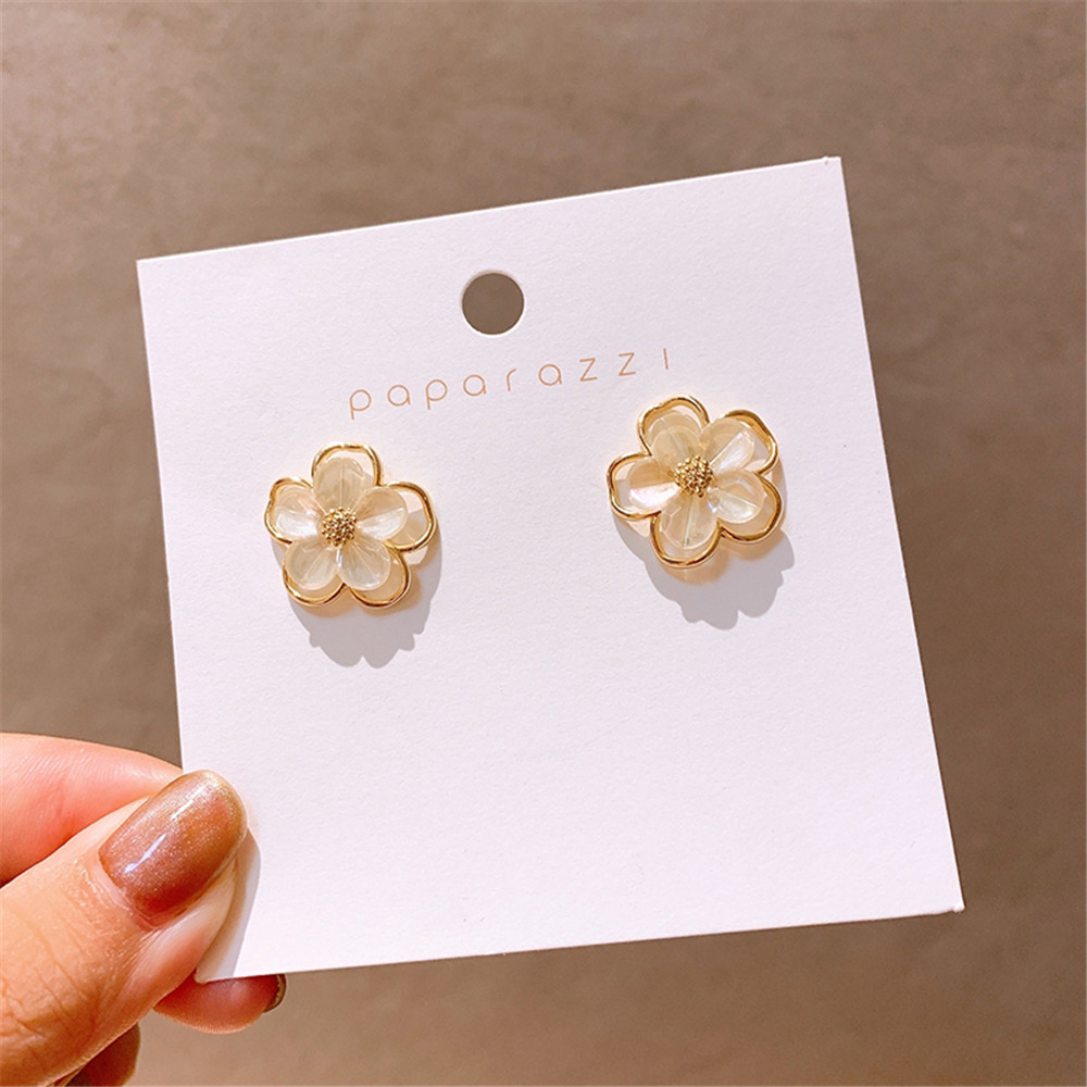 【1 Pasang】Korea Ins Temperamen Anting Bunga Sederhana # Aksesoris Fashion Wanita # Stud-5