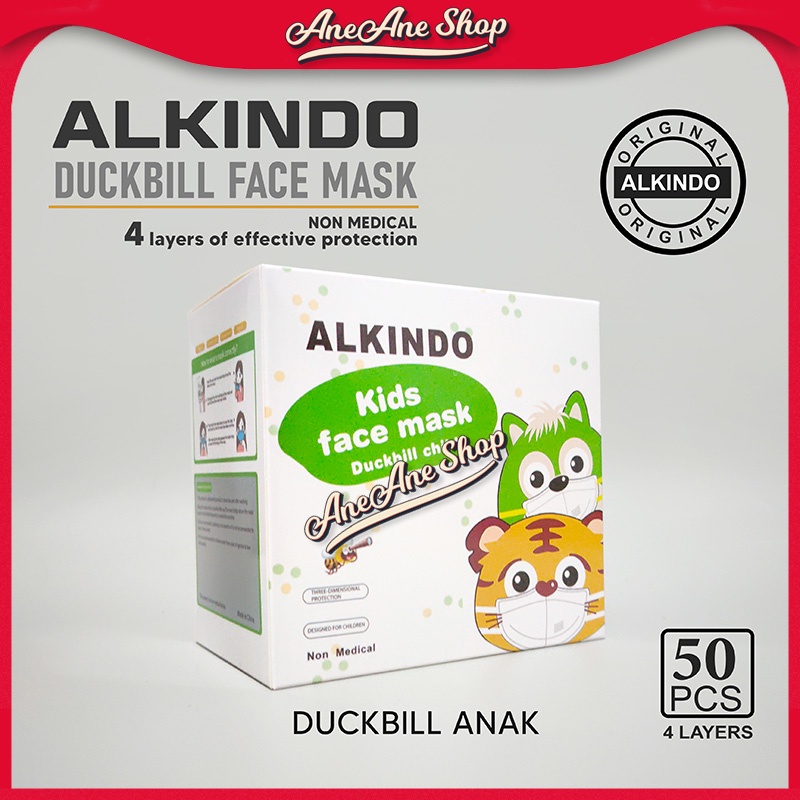 Masker Alkindo Duckbill Anak Non Medis Masker Sekali Pakai 4 Ply