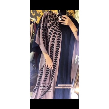 Link Zakia Kaftan Bordir Premium Navy Milo