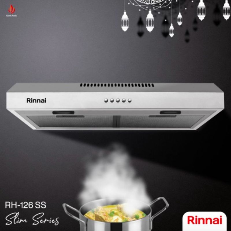 Rinnai Cooker Hood Slim Series RH 126 B/ 126 S - Pengisap Asap