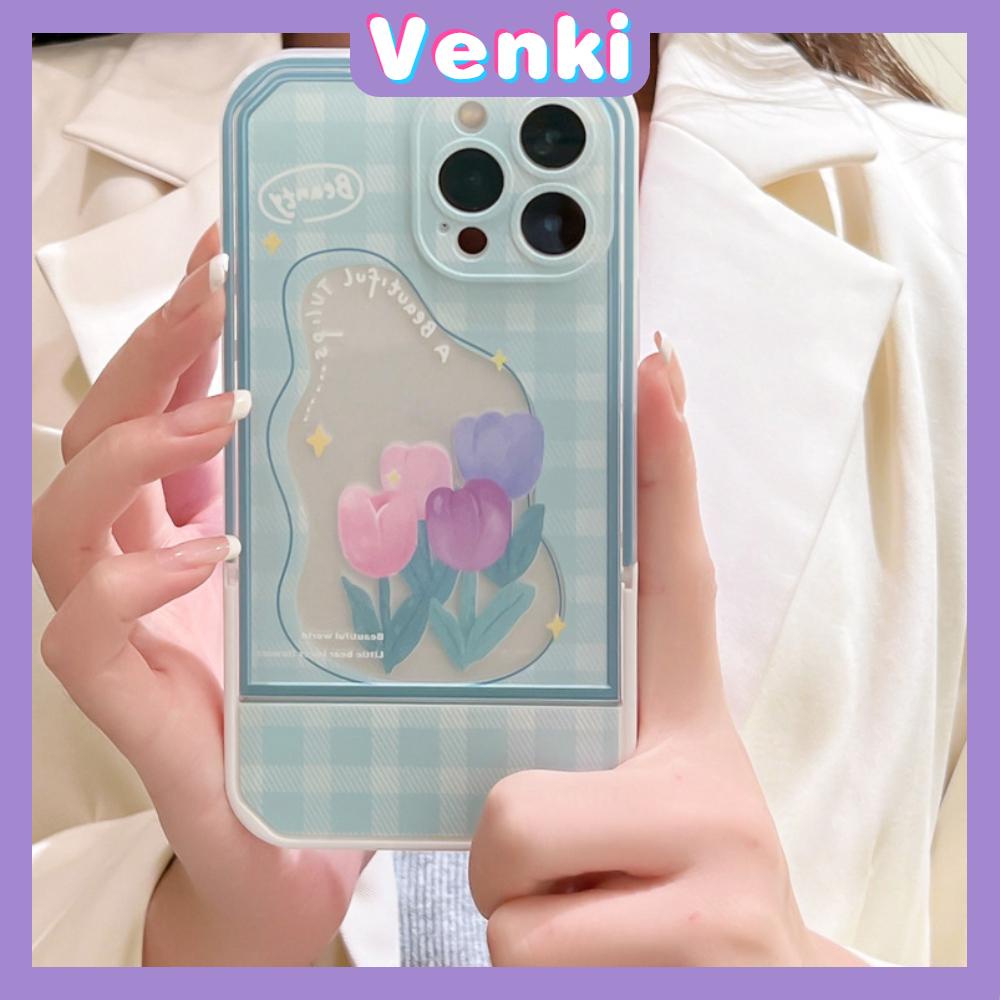 iPhone Case Acrylic Invisible Folding Stand Silicone Soft Case Airbag Shockproof Camera Cover Flower Compatible For iPhone 11 Pro Max 13 Pro Max 12 Pro Max 7Plus xr XS Max