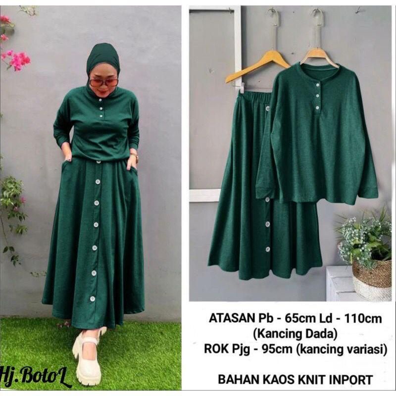 Fashion Muslim, Fashion Wanita,  One set, stelan Rok. One set wanita. Setelan wanita.Hanum Set