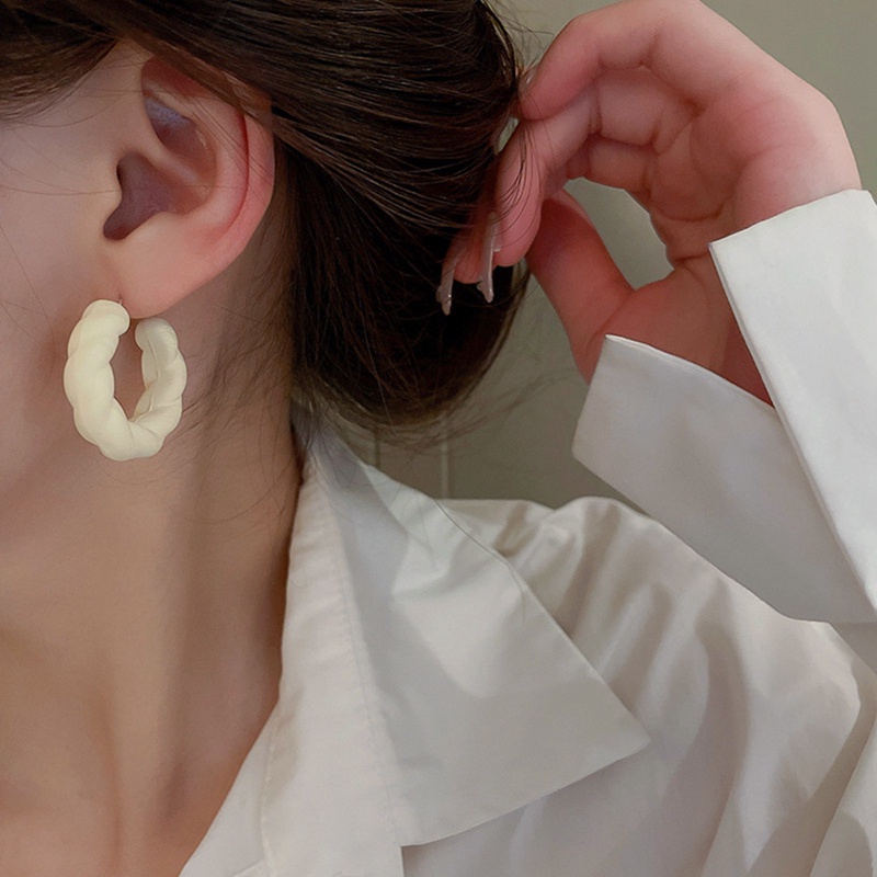 Anting Stud Bentuk C Bahan Akrilik Resin Transparan Untuk Wanita