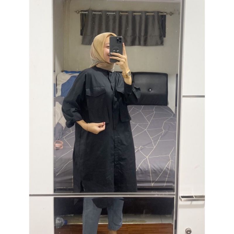 ALEA TUNIK RAYON PREMIUM / PAKAIAN WANITA / WARNA HITAM FANTA LIME / MONOCHROME FASHION