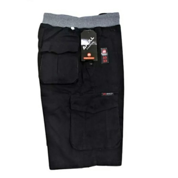 celana cargo pendek pria pinggang karet size 27-38