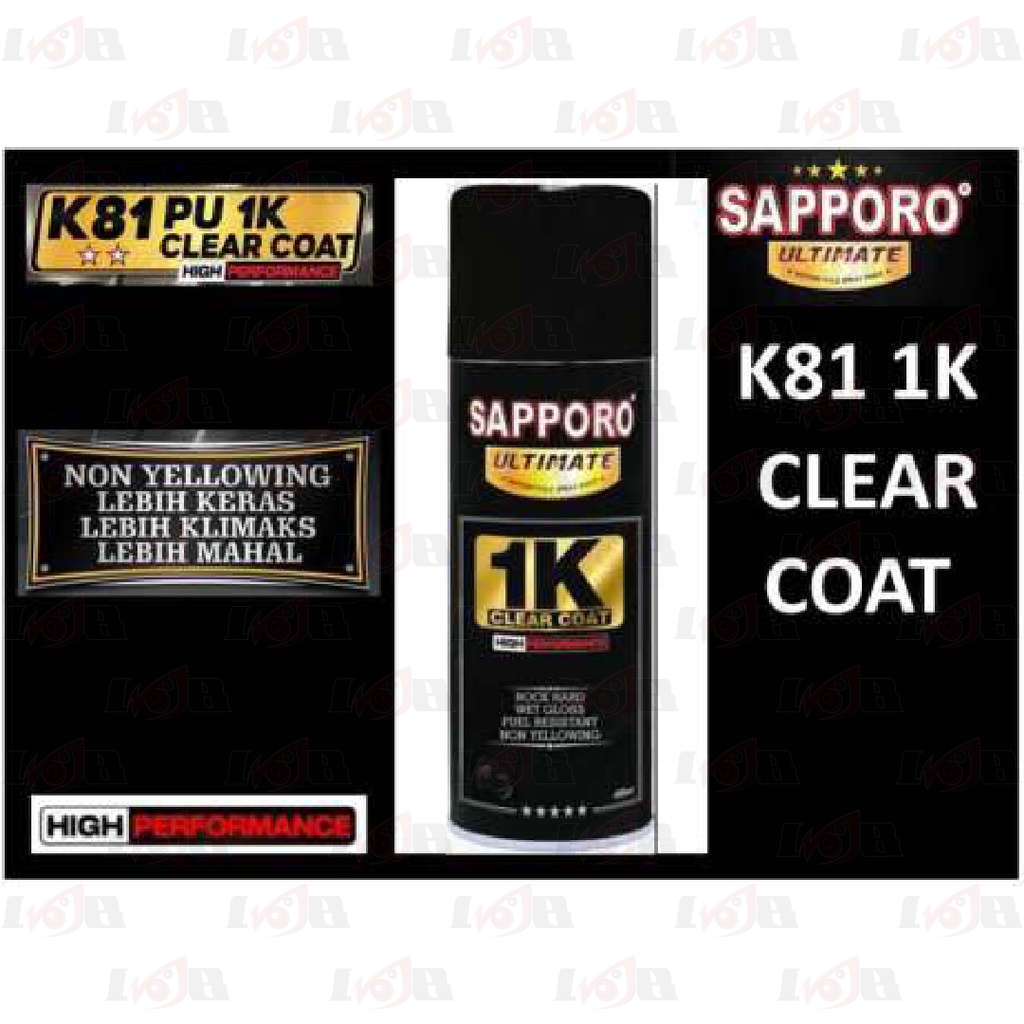 SAPPORO ULTIMATE K81 1K Clear Coat Cat Semprot Aerosol Paint Coating Finishing